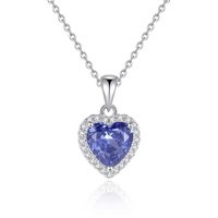 Sterling Silver Sweet Simple Style Inlay Heart Shape High Carbon Diamond Pendant Necklace sku image 4