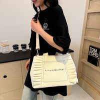 Women's Canvas Solid Color Classic Style Sewing Thread Zipper Shoulder Bag main image 3