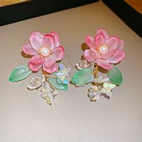 1 Pair Casual Elegant Flower Flowers Glass Ear Studs main image 4