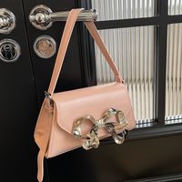 Women's Pu Leather Solid Color Classic Style Sewing Thread Magnetic Buckle Shoulder Bag main image 5