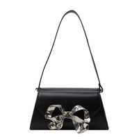 Women's Pu Leather Solid Color Classic Style Sewing Thread Magnetic Buckle Shoulder Bag sku image 1