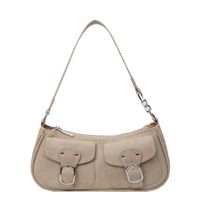 Women's Medium Pu Leather Solid Color Classic Style Streetwear Zipper Underarm Bag sku image 1