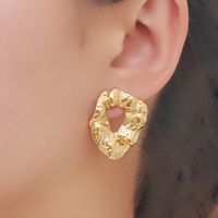 1 Pair Exaggerated Classic Style Irregular Circle Heart Shape Plating 304 Stainless Steel 18K Gold Plated Ear Studs main image 7