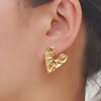 1 Par Exagerado Estilo Clásico Irregular Circulo Forma De Corazón Enchapado Acero Inoxidable 304 Chapados en oro de 18k Pendientes main image 8