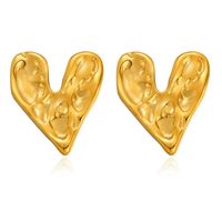 1 Pair Exaggerated Classic Style Irregular Circle Heart Shape Plating 304 Stainless Steel 18K Gold Plated Ear Studs sku image 7