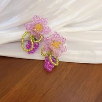 1 Pair Casual Elegant Flower Beaded Crystal Ear Studs sku image 1