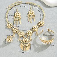 Estilo Simple Estilo Clásico Color Sólido Aleación Embutido Perlas Artificiales Chapados en oro de 18k Mujeres Conjunto De Joyas main image 4