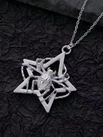 Wholesale Jewelry Basic Modern Style Classic Style Pentagram Spider Alloy Pendant Necklace sku image 1