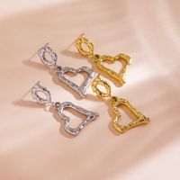 1 Pair Simple Style Heart Shape Plating Hollow Out 304 Stainless Steel 14K Gold Plated Drop Earrings main image 1