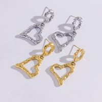 1 Pair Simple Style Heart Shape Plating Hollow Out 304 Stainless Steel 14K Gold Plated Drop Earrings main image 5