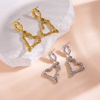 1 Pair Simple Style Heart Shape Plating Hollow Out 304 Stainless Steel 14K Gold Plated Drop Earrings main image 4