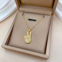 Wholesale Simple Style Classic Style Hand Titanium Steel Copper Hollow Out Inlay Zircon Pendant Necklace main image 1