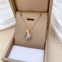 Wholesale Casual Simple Style Classic Style Hand Butterfly Titanium Steel Copper Hollow Out Inlay Zircon Pendant Necklace main image 1