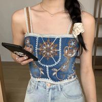 Women's Vest Tank Tops Embroidery Casual Color Block main image 4