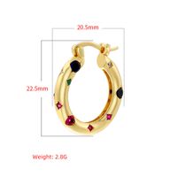 1 Pair Elegant Shiny U Shape Copper Zircon 18K Gold Plated Hoop Earrings main image 2