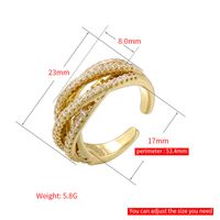 Wholesale Elegant Shiny Geometric Copper 18K Gold Plated Zircon Open Rings main image 2