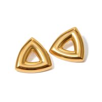 1 Paire Style Simple Style Classique Couleur Unie Placage Acier Inoxydable 316 Plaqué Or 18K Boucles D'Oreilles main image 5