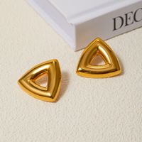1 Pair Simple Style Classic Style Solid Color Plating 316 Stainless Steel  18K Gold Plated Ear Studs main image 4