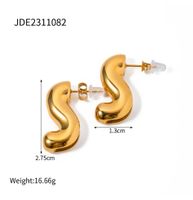 1 Pair IG Style S Shape 316 Stainless Steel  18K Gold Plated Ear Studs main image 2