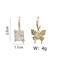 1 Pair Casual Vintage Style Hawaiian Butterfly Rectangle Asymmetrical Inlay Copper Zircon 18K Gold Plated Drop Earrings Ear Studs main image 2