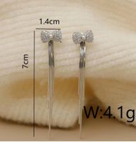 1 Pair Vintage Style Simple Style Bow Knot Tassel Inlay Copper Pearl Zircon 18K Gold Plated Drop Earrings main image 2