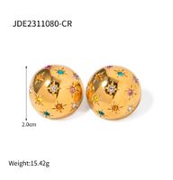 1 Pair IG Style Round Star Inlay 316 Stainless Steel  Rhinestones 18K Gold Plated Ear Studs main image 2