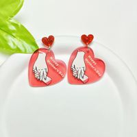 Lady Simple Style Heart Shape Arylic Printing Mother'S Day Women's Ear Hook 1 Pair main image 5
