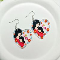 Lady Simple Style Heart Shape Arylic Printing Mother'S Day Women's Ear Hook 1 Pair main image 4