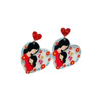 Lady Simple Style Heart Shape Arylic Printing Mother'S Day Women's Ear Hook 1 Pair main image 3