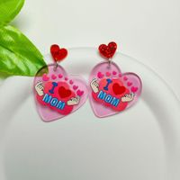 Lady Simple Style Heart Shape Arylic Printing Mother'S Day Women's Ear Hook 1 Pair sku image 5