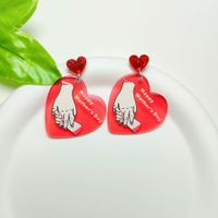 Lady Simple Style Heart Shape Arylic Printing Mother'S Day Women's Ear Hook 1 Pair sku image 6