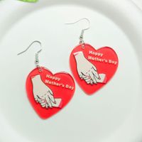 Lady Simple Style Heart Shape Arylic Printing Mother'S Day Women's Ear Hook 1 Pair sku image 2