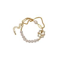 Vintage Style Rose Freshwater Pearl Copper Plating Inlay Zircon Women's Bracelets Necklace 1 Piece main image 2