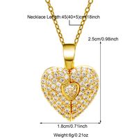 Stainless Steel Copper 18K Gold Plated IG Style Inlay Heart Shape Zircon Pendant Necklace sku image 2