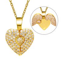 Stainless Steel Copper 18K Gold Plated IG Style Inlay Heart Shape Zircon Pendant Necklace main image 5