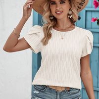 Women's Blouse Short Sleeve Blouses Simple Style Solid Color main image 1