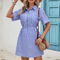 Women's Regular Dress Casual Shirt Collar Sleeveless Stripe Maxi Long Dress Daily main image 3