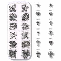 Gothic Pentagram Cross Heart Shape Zinc Alloy Nail Decoration Accessories 1 Set 120 Pieces Per Pack main image 3
