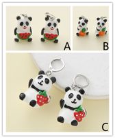 1 Piece Cute Simple Style Panda Watermelon Epoxy Resin Drop Earrings main image 1