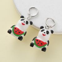 1 Piece Cute Simple Style Panda Watermelon Epoxy Resin Drop Earrings main image 3