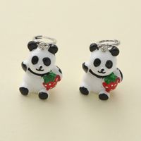 1 Piece Cute Simple Style Panda Watermelon Epoxy Resin Drop Earrings main image 5