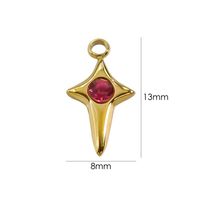 10 PCS/Package 8*13 304 Stainless Steel Zircon 14K Gold Plated Star Pendant main image 3
