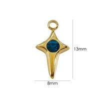 10 PCS/Package 8*13 304 Stainless Steel Zircon 14K Gold Plated Star Pendant main image 4
