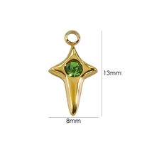10 PCS/Package 8*13 304 Stainless Steel Zircon 14K Gold Plated Star Pendant main image 2