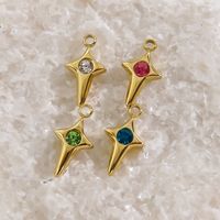 10 PCS/Package 8*13 304 Stainless Steel Zircon 14K Gold Plated Star Pendant main image 5