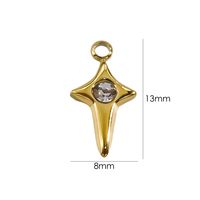 10 PCS/Package 8*13 304 Stainless Steel Zircon 14K Gold Plated Star Pendant sku image 2