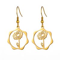 1 Pair Casual Simple Style Flower Plating Stainless Steel Drop Earrings sku image 15