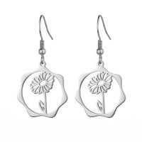 1 Pair Casual Simple Style Flower Plating Stainless Steel Drop Earrings sku image 3