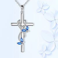 Elegant Simple Style Cross Butterfly Alloy Plating Zircon Women's Pendant Necklace 1 Piece main image 4