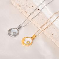 Acier Au Titane Style Simple Incruster Lune Zircon Pendentif main image 9